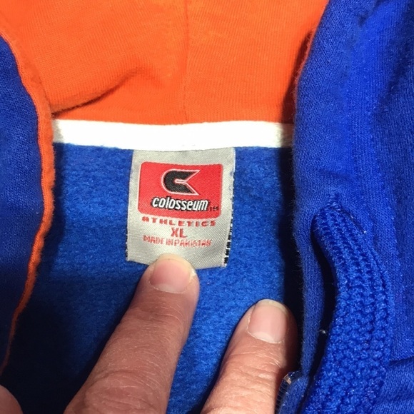 Colosseum Boise State Jacket Men XL Hood Zip Font Navy Orange Pockets Throwback - Picture 4 of 12